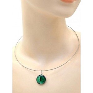 Кулон "Мозаика" на чокере из малахита 19мм-20мм.