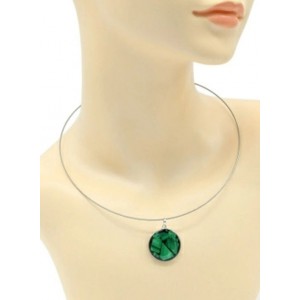 Кулон "Мозаика" на чокере из малахита 25мм-26мм.