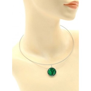 Кулон "Мозаика" на чокере из малахита 21мм-22мм.