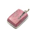 Кулон с родонитом "Прямоугольник" 21*31мм.
