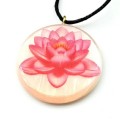 Кулон из селенита "Лотос" круг 34мм, на шнурке