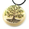Кулон из селенита "Дерево жизни" круг 34мм, на шнурке