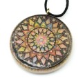Кулон Мандала №4 из селенита круг 33мм на шнурке