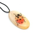 Кулон на шнурке из селенита Божья коровка овал 30*55мм