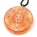 Кулон на шнурке из селенита Солнце ацтеков круг 34мм