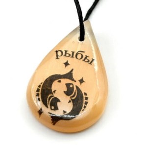 Кулон знак зодиака Рыбы 26*40мм из селенита