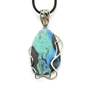 Кулон хризоколла с малахитом 31*48мм.