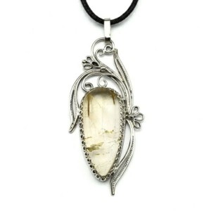 Кулон рутиловый кварц (волосатик) 28*61мм