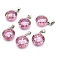 Кулон из фианита круг 15мм, цвет розовый (иск.) Кулон из фианита круг 15мм, цвет розовый (иск.)