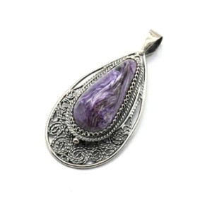 Кулон чароит "Капля" 24*41мм.