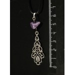 Кулон чароит (галтовка), коннектор "сказочный лист"