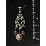 Кулон чароит (шарик 10мм), аметист (шарик 6мм), коннектор "семицветик"