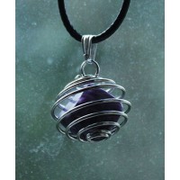 Кулон чароит галтовка 10-16мм в спирали 18мм