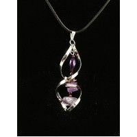 Кулон в спирали чароит (галтовка крупная и мелкая), гематит (рис и шарик 2мм огранка)