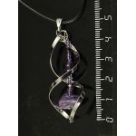 Кулон в спирали чароит (крупная галтовка), аметист (шарик 6мм), хрусталь и бисер