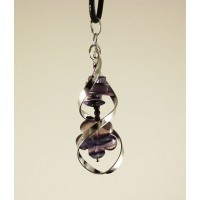 Кулон в спирали чароит, флюорит и гематит (шарик 2мм огранка)