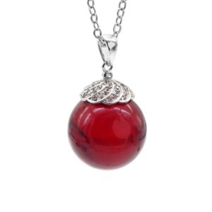Кулон шарик из янтаря 18мм цвет вишня (иск.)