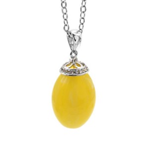 Кулон янтарный овал 14*19мм цвет лимонно-молочный (иск.)