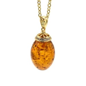 Кулон янтарный овал 14*19мм цвет светло-коньячный (иск.)