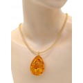 Кулон на шнурке с янтарем капля 33*46мм цвет медовый, 46см (иск.) Кулон на шнурке с янтарем капля 33*46мм цвет медовый, 46см (иск.)