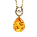 Кулон в виде капли 16*20мм из янтаря цвет лимонный (иск.)
