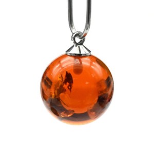 Кулон шарик из янтаря 14мм цвет коньячный (иск.)