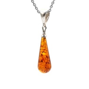 Кулон Капля из янтаря 10*32мм цвет коньячный (иск.)