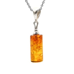 Кулон в форме цилинра из янтаря 7*15мм цвет светло-коньячный (иск.)