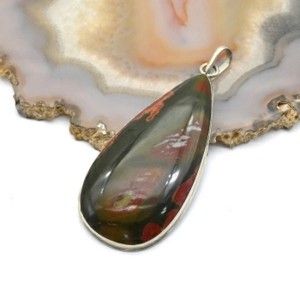 Кулон яшма Пикассо  "Капля" 25*49мм.