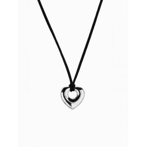 Кулон на шнурке «Сердечко» тренд, цвет серебро, 120 см