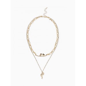 Кулон «Цепь» фламинго, цвет золото