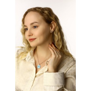 Гарнитур 5 предметов: серьги (4 пары), кулон «Минимал» сердце, цвет голубой, цвет серебристый, 40 см