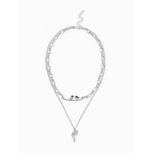 Кулон «Цепь» фламинго, цвет серебро