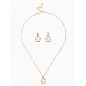 Комплект: серьги, кулон «Цветочки», 44 см, белый, цвет золотистый Комплект: серьги, кулон «Цветочки», 44 см, белый, цвет золотистый