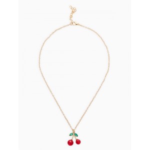 Кулон на цепочке «Вишенка граненая», 44 см, d=10 и 6, красный, цвет золотистый