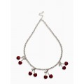 Цепь с Кулонми «Вишня», 40 см, красная, цвет серебристый