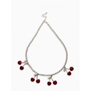 Цепь с Кулонми «Вишня», 40 см, красная, цвет серебристый