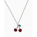 Кулон на цепочке «Черешня», 40 см, бордово-зелёный, цвет серебристый