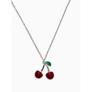 Кулон на цепочке «Черешня», 40 см, бордово-зелёный, цвет серебристый