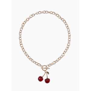 Кулон-цепь крупная «Вишня», L=40 см, красный, цвет золотистый