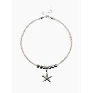 Кулон на шнурке «Морская звезда», L=45 см, бело-серебристый