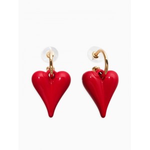 Серьги со съёмными Кулонми «Сердца вытянутые», красные, цвет золотистый
