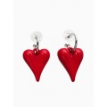 Серьги со съёмными Кулонми «Сердца вытянутые», красные, цвет серебристый