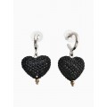 Серьги с Кулонми «Сияние вечера» сердце, чёрные, цвет серебристый