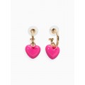 Серьги со съёмными Кулонми «Сердца», ярко-розовые, цвет золотистый
