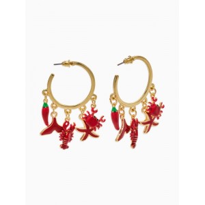 Серьги «Морской мир», микс подвесок, красные, цвет золотистый