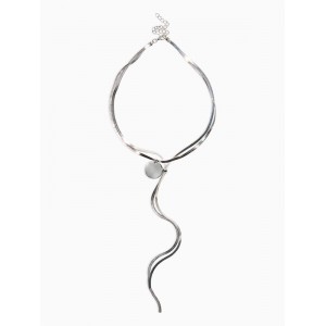 Кулон на затяжке многослойный «Медальон круг», 2 яруса L=40, 70 см, медь, цвет серебро