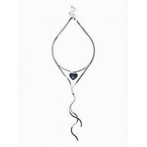 Кулон на затяжке многослойный «Медальон сердце», 2 яруса L=40, 70 см, медь, цвет серебро