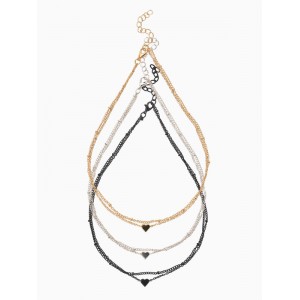 Кулоны на цепочке «Сердце», набор 3 шт. L=35 + удлинитель 7 см, разноцветный