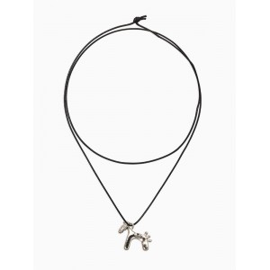 Кулон на шнурке «Конь», L=51 см, цвет серебро, чёрный